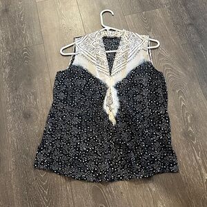 Kobi Halperin Black and White Sleeveless Blouse